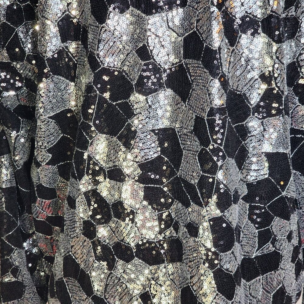 Chico's Black Silver Sequin Twilight Dazzle Tropez Poly Jacket Sz Chico 3 US XL - Picture 13 of 16